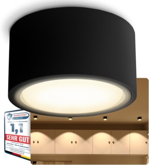 SSC-LUXon LED Aufbaustrahler CELI-X flacher LED Aufbauspot dimmbar rund schwarz mit 6W LED GX53, Warmweiß