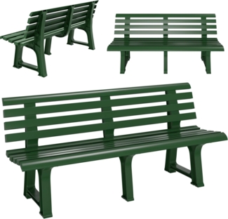 Casaria® Gartenbank Orchidea Wetterfest 240kg Belastbar Rückenlehne ergonomisch Garten Balkon Bank Kunststoff Sitzbank 145 x 49 x 74 cm 3-Sitzer Grün
