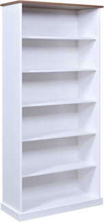 Inter Link – Bücher Regal -Buffet-Schrank – Geschirrschrank – Esszimmerschrank – Landhausstil – Massivholz FSC – 5 offene Regale – Westerland 5 – Weiß