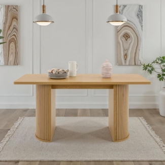 IDIMEX Esstisch GUARDA, Esszimmertisch 160x75 cm mit Designfuß in Lamellenoptik MDF Wildeiche