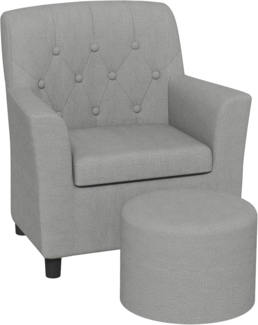 AIYAPLAY Sessel mit Fußhocker, ab 18 Monaten (Kindersofa, 2-St, Kindersessel), Leinentoptik, Eukalyptusholz, grau, 45 x 43 x 50,5 cm