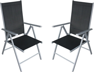 4x Klappsessel RAVENNA Alu + Kunstgewebe schwarz (4-er Set)