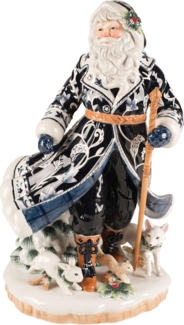 Goebel Figur Santa im blauen Mantel, Fitz & Floyd, Weihnachten, Steingut, Bunt, 51001301