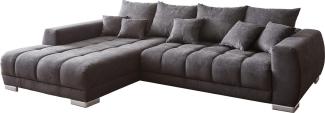 Ecksofa Nabor 300x230 cm Mikrofaser Schwarz Recamiere links inkl. elektrischer Vorziehfunktion