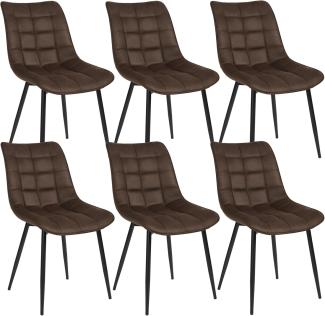 WOLTU 6 x Esszimmerstühle 6er Set Esszimmerstuhl Küchenstuhl Polsterstuhl Design Stuhl mit Rückenlehne, mit Sitzfläche aus Stoffbezug, Gestell aus Metall, Dunkelbraun, BH247dbr-6