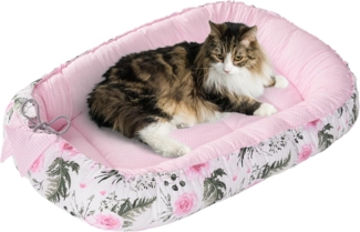 Medi Partners Katzenbett Hundebett 75 x 60 x 10 cm Katzenschlafplatz Kleine Mittelgroße Hunde Kissen Kuschelbett Katzen Nest