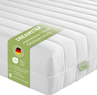 DREAMSTAR Easy Flex | ergonomische 7-Zonen Kaltschaummatratze | Öko-Tex Zertifiziert | Härtegrad 2 und 3 (H2 & H3) | Rollmatratze 21 cm | Made in EU I 160x200 cm