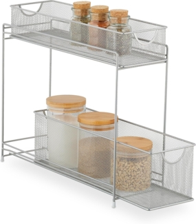 relaxdays Küchenregal Metall Küchenschrank Organizer, Silber