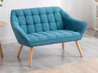 Vente-unique - Sofa 2-Sitzer - Stoff - Blau - CASERTA