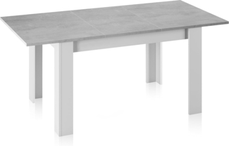Ausziehbarer Esstisch, Betonfarbe und Artikweiß, Maße 140 x 78 x 90 cm