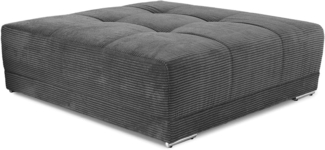 luma-home Polsterhocker 15175 (XXL-Hocker 120x120 cm mit Federkernpolsterung, passend zum Big Sofa), Cordstoff Grau Anthrazit