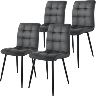 ML-DESIGN Stuhl Esszimmerstuhl mit Rückenlehne Polsterstuhl mit Metallbeine (4 St), Ergonomischer Stuhl Anthrazit Samtbezug Wohnzimmerstuhl Küchenstuhl