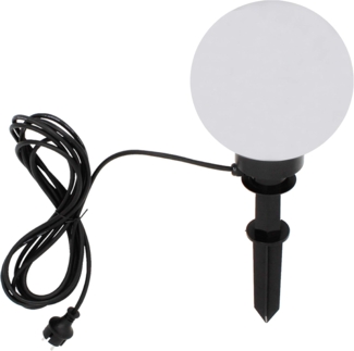 TRANGO LED Gartenleuchte, 200B LED Gartenkugel IP44 Kugelleuchte 20cm Durchmesser *GARDEN* in Weiß inkl. je 1x E27 LED Leuchtmittel 3000K warmweiß & je mit 5m Zuleitungskabel, warmweiß, Gartenleuchte Außenleuchte Wegbeleuchtung