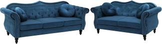 SKIEN Sofa Set 5-Sitzer, Samtstoff, blau