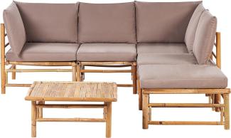 Ecksofa CERRETO Bambusholz Taupe