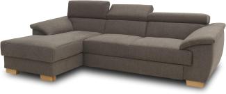 DOMO. collection David Sofa, Ecksofa mit Rückenfunktion, Eckcouch mit Schlaffunktion und Bettkasten (Staufach), 272x166 cm Funtkionssofa mit Federkern in braun