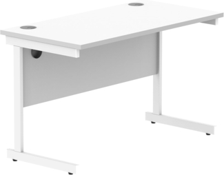 office hippo Essentials Rechteckiger Schreibtisch-Computer-Arbeitsplatz, Heimbürotisch mit Kabelanschluss-Management, 120x60 cm, Arktikweiß