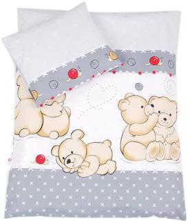 BABYLUX 2 tlg. Set Bezug für Kinderwagen Garnitur Bettwäsche Kissen Decke 60 x 78 cm TEDDYBÄREN (61. Teddybären Grau)