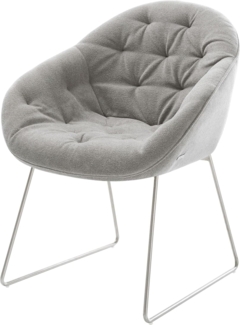 Esszimmerstuhl Gaio-Flex Strukturstoff Soft Grau Kufengestell Edelstahl