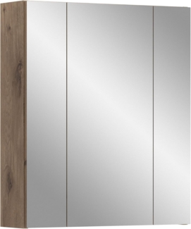 xonox. home – Spiegelschrank Ice 60 x 70 x 18 cm in Korpus Nox Oak Nachbildung und Front schwarz matt – Spiegelschrank mit dunkler Holzoptik – funktional & modern