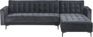 4-Sitzer Ecksofa Samtstoff schwarz linksseitig mit Schlaffunktion ABERDEEN