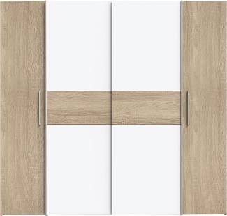 FORTE Kalixtus Kleiderschrank, Holzwerkstoff, Weiß/Beige, 200,1 x 190,5 x 61,6 cm