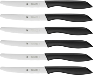 WMF 'Classic Line' Frühstücksmesser Set 6-teilig, Wellenschliff, Spezialklingenstahl, Kunststoffgriff schwarz, 23 cm