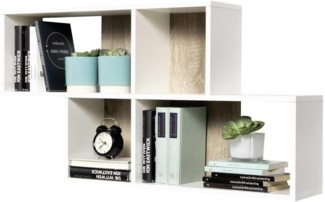 FMD Möbel 'Noras' Wandregal, in weiß/Eiche, ca. 100 cm