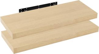 WOLTU 2X Wandregal Wandboard Bücherregal Regale für Deko Wandablagen aus MDF Holz, 2er Set Hängeregal Gelb Eiche, 80x23x3,8cm RG9318kei-2