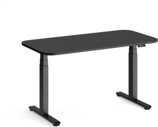 Steelcase Solo Elektromotorisch höhenverstellbarer Homeoffice-Schreibtisch, programmierbares Bedienpaneel, Antikollisionssensor und Kabelnetz, Tischplatte in Schwarz, Gestell in Perlschwarz