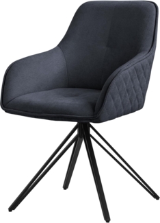 ML-DESIGN Stuhl Esszimmerstuhl aus Textil Webstoff mit Metallbeine, 360° drehbar (1 St), Polsterstuhl mit Rücken-& Armlehne Schwarz Küchenstuhl Wohnzimmerstuhl