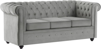 Vente-unique - Sofa mit Schlaffunktion 3-Sitzer - Samt - Hellgrau - CHESTERFIELD