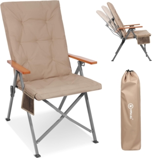 HOMECALL Campingstuhl Faltbar Hochlehner Luxus Klappstuhl mit 4,5cm Dicke Gepolstert (150kg Belastbar mit 3 Positionen Verstellbar Angelstuhl, 1 St), für Garten Balkon Wohnmobil