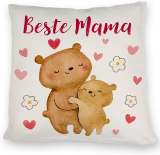 speecheese Dekokissen Bären Mutter und Kind Kissen mit Spruch Beste Mama