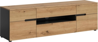 xonox. home - Lowboard Canu 184 x 55 x 44 cm in Korpus Basalt grau und Front Artisan Nb. - Kommode Sideboard groß TV-Bank TV-Schrank Fernsehschrank - platzsparend & modern