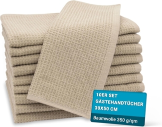 ZOLLNER Gästehandtücher, Glattvelours (10-St), 30x50 cm, 100% Baumwolle, vom Hotelwäschespezialisten, Waffelpique, Braun