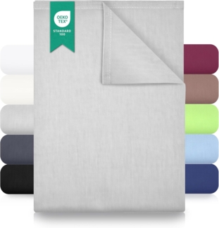 GREEN MARK Textilien Klassische Bettlaken – Flaches Laken aus 100% Baumwolle, ohne Gummi, hautfreundlich, pflegeleicht, bei hohen Temperaturen waschbar - Silber Grau - 150x250 cm