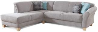 CAVADORE Ecksofa Gootlaand / Große Couch im Landhaus-Stil / Mit Federkern-Polsterung / 257 x 84 x 212 / Hellgrau