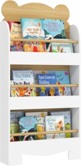 AIYAPLAY Regal mit 3 Ablagen, für Spielzeug Bücher, Kinderregal aus Holz 1-tlg, für Kinderzimmer Spielzimmer 55 x 15 x 110 cm Weiß