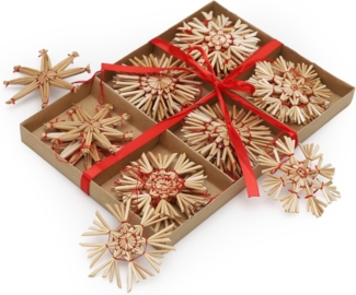 SALCAR 24-teiliges WeihnachtsbaumSchmuck aus Stroh, Strohsterne Set, Natürlicher Stroh Anhänger für Weihnachtsdekoration, handgemachter natürlicher Schmuck für Christbäume