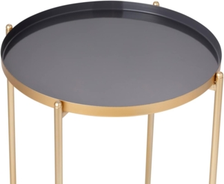 LIFA LIVING Runder Couchtisch aus Metall in Gold und Grau, Vintage Beistelltisch stabil, Kaffeetisch im modernem Design, 37. 5x37. 5x47. 5 cm