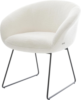 Esszimmerstuhl Vinka-Flex mit Armlehnen Bouclé Soft Beige Kufengestell Schwarz Taschenfederkern