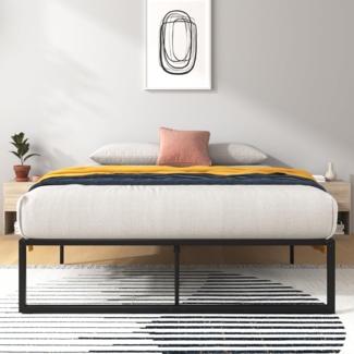 ZINUS Lorelai Plattformbett aus Metall, 36 cm | Stahllattenrost | Stauraum unter dem Bett | Einfache Montage | 140x200 cm | Schwarz