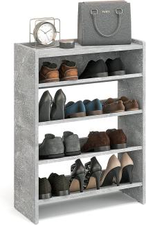 KOMTO Schuhregal Elexis 4 Schmal - Schuhablage Flur mit 4 Ebenen Offener Schuhschrank, Schuhschrank Schuh Organizer Platzsparend, 60 x 25 x 80 cm