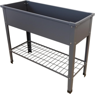 Metall-Hochbeet mit Ablagegitter, anthrazit, groß und modern, Kräuterhochbeet