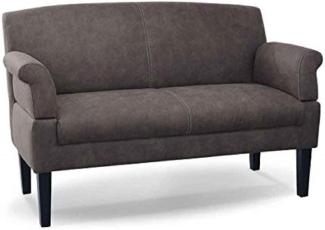 CAVADORE 2-Sitzer Küchensofa Malm, Sitzbank für Küche oder Esszimmer in Lederoptik, Inkl. Armteilverstellung, Federkern und moderner Kontrastnaht, 152 x 97 x 78, Mikrofaser: grau