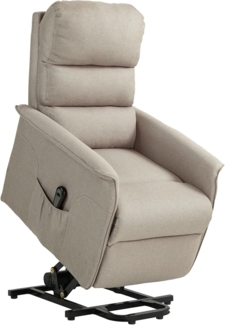 HOMCOM Relaxsessel Sessel mit Aufstehhilfe und Fußstütze (TV-Sessel, 1-St, Fernsehsessel), für Wohnzimmer, Beige