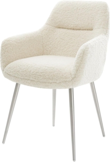 Esszimmerstuhl Pejo-Flex Teddystoff Beige 4-Fuß konisch Edelstahl Taschenfederkern