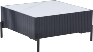 Vente-unique - Couchtisch - Keramik, MDF & Metall - Schwarz & Weiß - CYNDORA