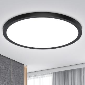 Deckenlampe Led Deckenleuchte Flach Lampe - Ø30CM 24W 6500K 2400LM Kaltweiß Modern Rund Ultra Dünn Küchenlampe Led Deckenlampe Schwarz Lampe Decke für Wohnzimmer Küche Schlafzimmer Kinderzimmer Flur